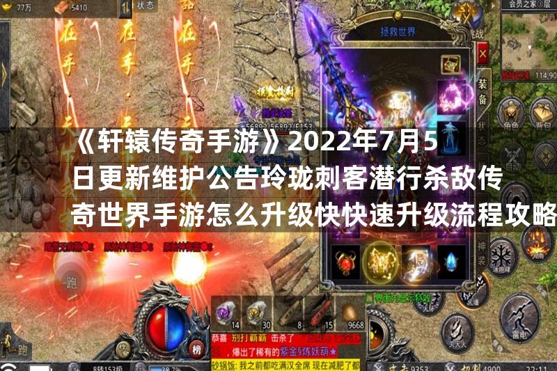 《轩辕传奇手游》2022年7月5日更新维护公告玲珑刺客潜行杀敌传奇世界手游怎么升级快快速升级流程攻略